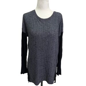 Anthropologie Sancutary Grey/Black Long Sleeve Round Neck Top Size S